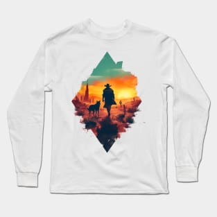 Lone Wanderer Ventures the Wasteland - Diamond Frame - Post Apocalyptic Long Sleeve T-Shirt